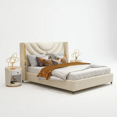 Schlofzëmmer Bett Nuetsdëscher 3 Deeler. Set Design Luxus Better Holz Duebelbett NEI
