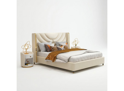 Schlofzëmmer Bett Nuetsdëscher 3 Deeler. Set Design Luxus Better Holz Duebelbett NEI