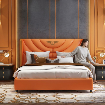 Holz Design Bett Duebel Luxus Koppel Hotel Modernen Gestell Schlofzëmmer.