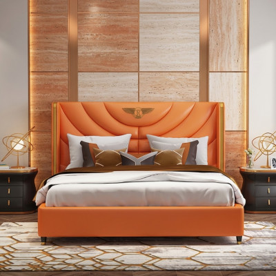 Holz Design Bett Duebel Luxus Koppel Hotel Modernen Gestell Schlofzëmmer.