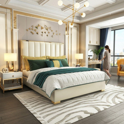 Klassesch Schlofzëmmer Bett Wäiss Textil Better Lieder Polster Duebel