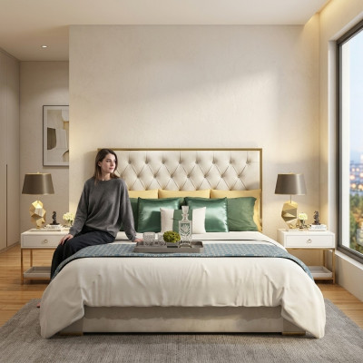 Klasseschen Englesche Stil Bett Duebel Textil Chesterfield Better 180x200cm