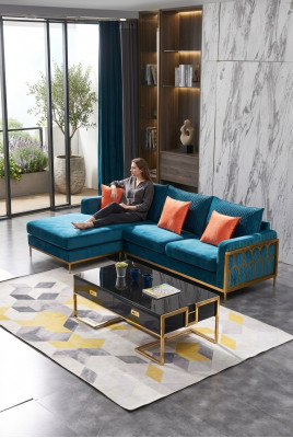 Stoff Modern Couch Wunnlandschaft Textilcanapé Canapéensemble Canapé L-Form