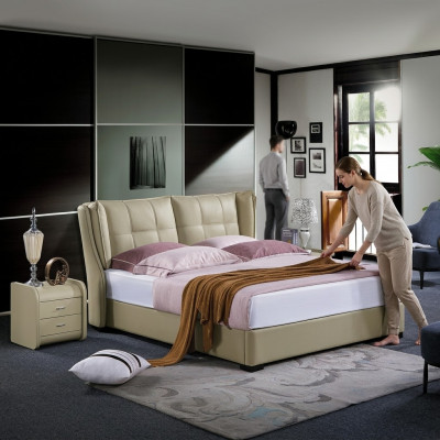 Klassescht Schlofkummerbett Beige Textil Better Lieder Polster Duebel 180x200cm.