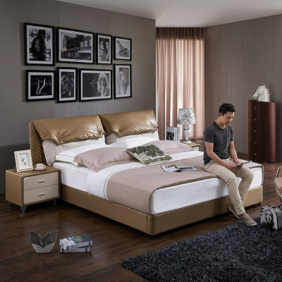 Klassescht Bett Duebelbett Better Holz Braun Stil Eechte Holz Schlofzëmmer Nei