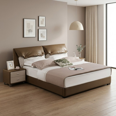 Klassescht Bett Duebelbett Better Holz Braun Stil Eechte Holz Schlofzëmmer Nei