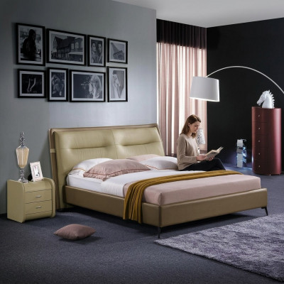 Liederbett Duebelbett Schlofzëmmer Samett Better Bettgestell Nuechtisch 3tlg Set