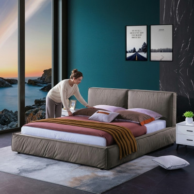 Design-Schlofkummerbett Luxus Holzbetter Duebelbett Ehe Polster Miwwelen 180x200cm
