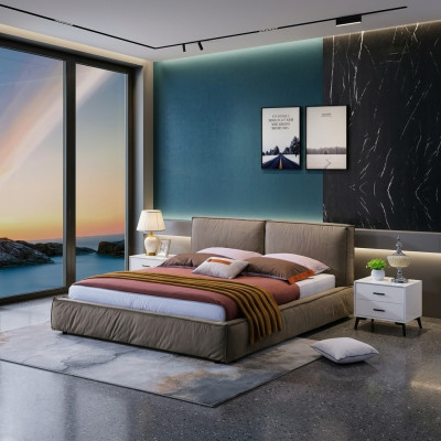 Design-Schlofkummerbett Luxus Holzbetter Duebelbett Ehe Polster Miwwelen 180x200cm