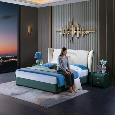 Holz Design Bett Luxus Duebel Ehe Hotel Modern Gestall Schlofzëmmer