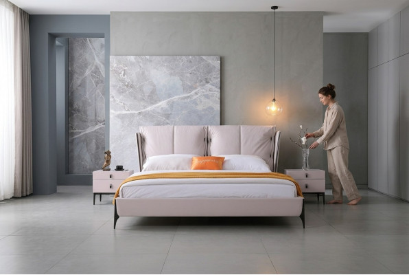 Bett Lieder 2x Nuetsdësch 3 Stéck Schlofzëmmer Set Miwwelen Modern Luxus Better