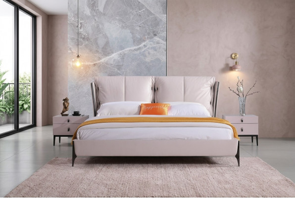 Bett Lieder 2x Nuetsdësch 3 Stéck Schlofzëmmer Set Miwwelen Modern Luxus Better