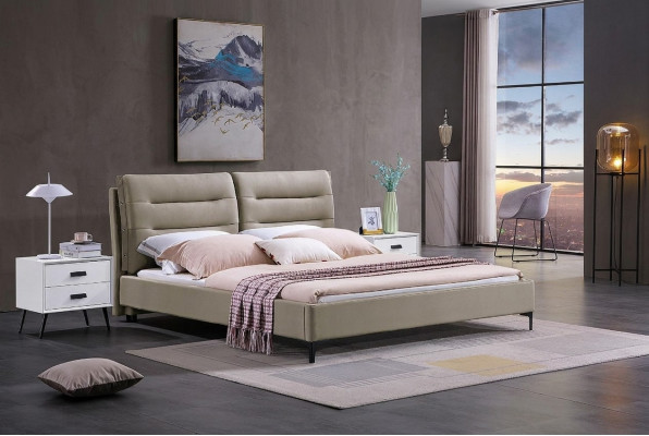 Miwwelen Better Duebelbett Schlofkummer Luxus Duebelbett Beige Hotel Ariichtung