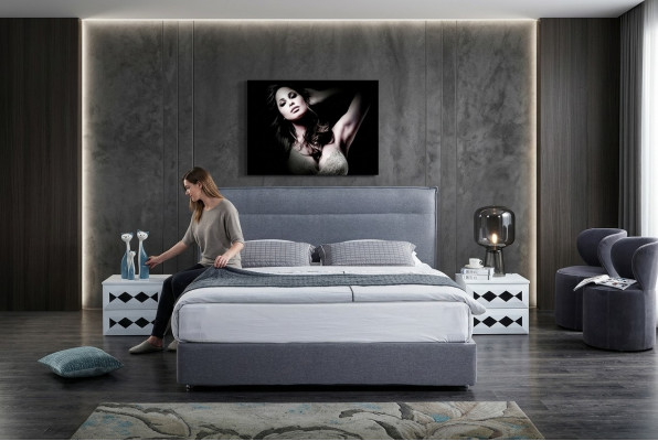 Luxus Boxspringbett Stof Hotel Blo Biedem Schlofkummer Miwwelen Design Duebel.