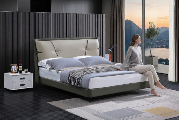 Luxus Miwwelen Better Duebelbett Schlofzëmmer Duebel Bett Beige Hotel Ariichtung