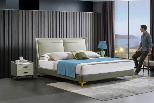 Doppelbett Luxus Miwwelen Better Schlofzëmmer Duebelt Bett Beige Hotel