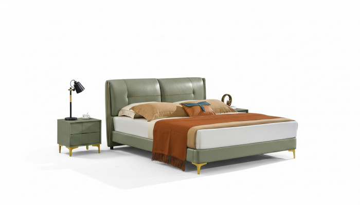 Schlofkummer Set Bett Nuetsdësch Design Modern Luxus Better Lieder 3 Deeler.
