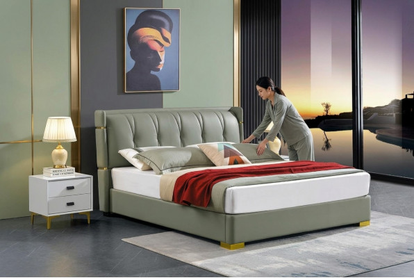 Design Bett 2x Nuetsdësch 3 teileg Schlofzëmmer Set Luxus komplett Garnitur Nei