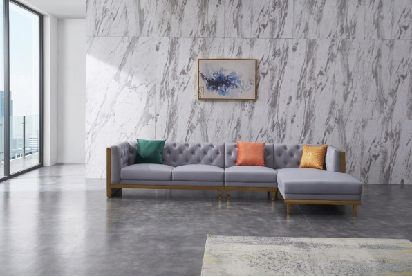 Wunnlandschaft Ecke Sofa L-Form Couch Sëtz Polster Set Garnitur Sofa Luxus Miwwelen