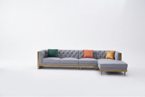 Wunnlandschaft Ecke Sofa L-Form Couch Sëtz Polster Set Garnitur Sofa Luxus Miwwelen