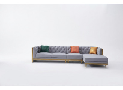 Wunnlandschaft Ecke Sofa L-Form Couch Sëtz Polster Set Garnitur Sofa Luxus Miwwelen