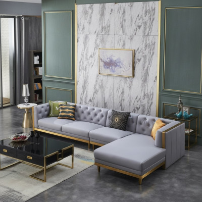 Eck-Couch Couch Canapé Lieder-Couch Wohnlandschaft Luxus Miwwelen L-Form