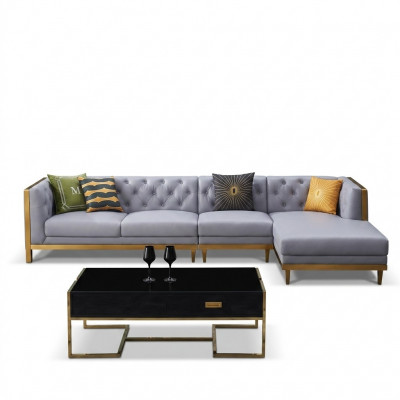 Eck-Couch Couch Canapé Lieder-Couch Wohnlandschaft Luxus Miwwelen L-Form