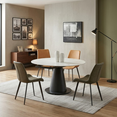 Iesszëmmer Design Miwwel Stullgrupp Dësch Set mat 4 Lehn Still Garnitur Nei