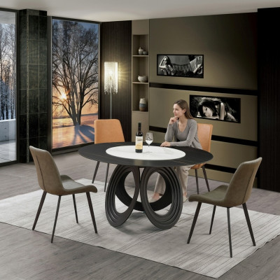 Ronnen Iessdësch Dësch 135cm Metall Ronn Konferenz Modern Dëscher