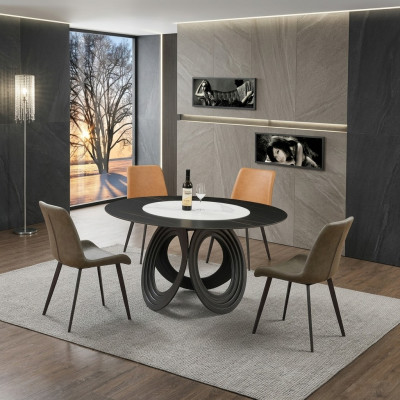 Ronnen Iessdësch Dësch 135cm Metall Ronn Konferenz Modern Dëscher