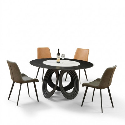 Ronnen Iessdësch Dësch 135cm Metall Ronn Konferenz Modern Dëscher