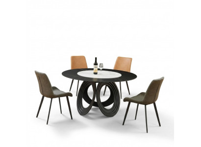 Ronnen Iessdësch Dësch 135cm Metall Ronn Konferenz Modern Dëscher