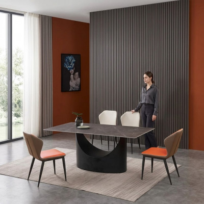 Design Iessdësch 4 Still Set Garnitur Zëmmer Grupp 5 Deeler. Dëscher Marmor.