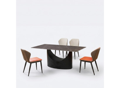 Design Iessdësch 4 Still Set Garnitur Zëmmer Grupp 5 Deeler. Dëscher Marmor.