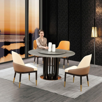 Ronnd Dësch Luxus Ronnd Dëscher Iesszëmmer Miwwelen Sailen Fouss Steen Optik