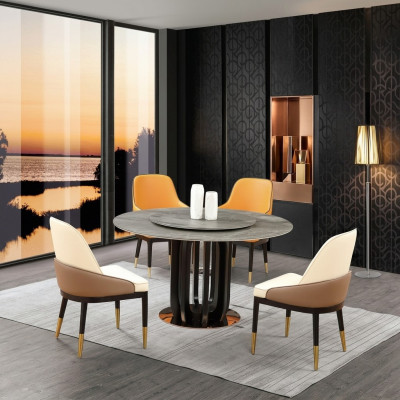 Ronnd Dësch Luxus Ronnd Dëscher Iesszëmmer Miwwelen Sailen Fouss Steen Optik