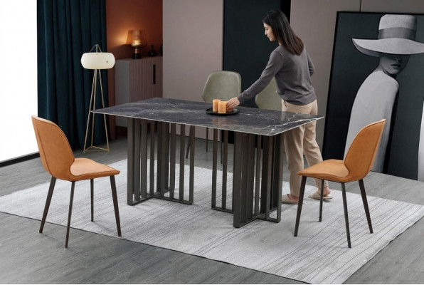 Luxus Iessdësch Edelstol Marmor-Imitatioun Steen Dësch Iesszëmmer 180x90cm