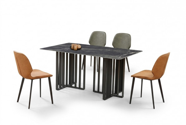 Luxus Iessdësch Edelstol Marmor-Imitatioun Steen Dësch Iesszëmmer 180x90cm
