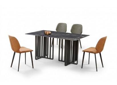 Luxus Iessdësch Edelstol Marmor-Imitatioun Steen Dësch Iesszëmmer 180x90cm