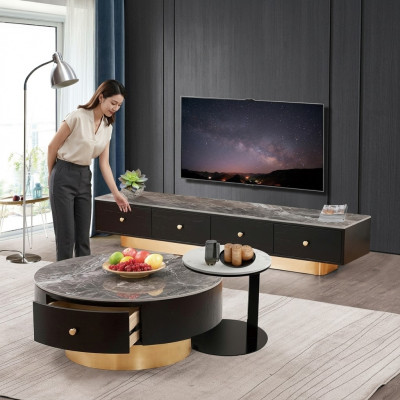 Set 2x Dësch Couchtisch Kaffisdësch Deko Bäistelltisch Designer Wunnzëmmertisch