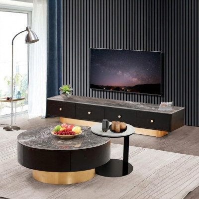 Set 2x Dësch Couchtisch Kaffisdësch Deko Bäistelltisch Designer Wunnzëmmertisch