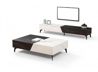 Couchtisch Sideboard 2tlg Wunnzëmmer Miwwelen Dësch Lowboard Schiefwänn Kommode