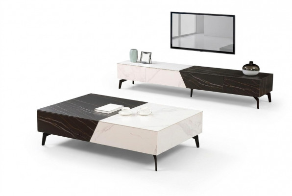 Holzdësch Dësch Couchdësch Niewendësch Sofa Design Wunnzëmmer Héichglanz 130x80