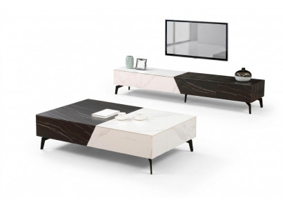 Holzdësch Dësch Couchdësch Niewendësch Sofa Design Wunnzëmmer Héichglanz 130x80