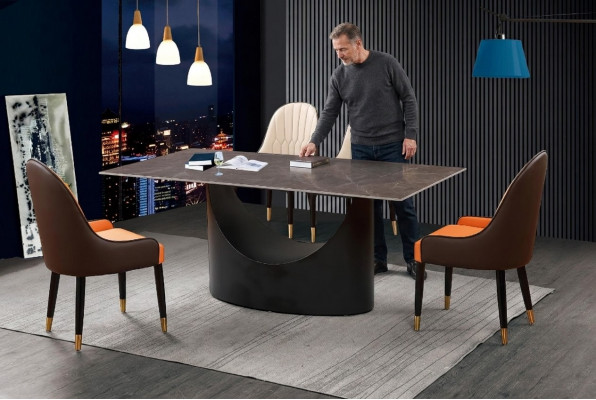 Klassesch Luxus Iesszëmmer Miwwelen Iessgrupp Fauteuil Dësch Grupp