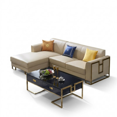 Sofa Ecksofa L Form Sesselen Dësch Hocker Ecksofa Polster 2-tlg. Nei