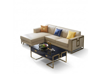 Sofa Ecksofa L Form Sesselen Dësch Hocker Ecksofa Polster 2-tlg. Nei