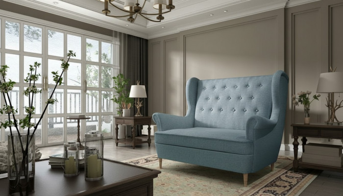 Chesterfield Bank Zweisitzer 2er Sofa Canapé Couchage Polster Samt Couchen