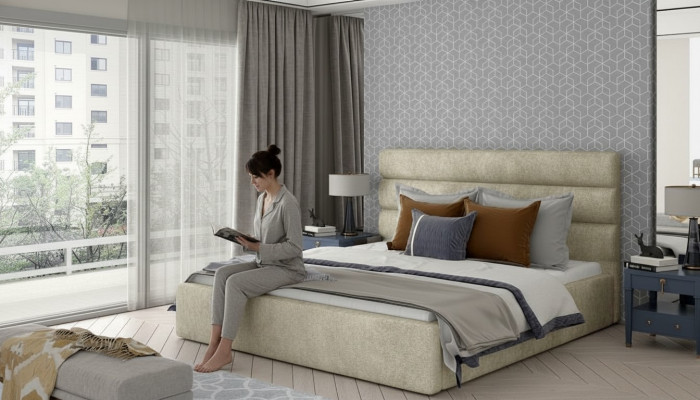 Designer Bett Polsterbett Ehebett kinneklech Better Duebelbett Schlofkummer NEI
