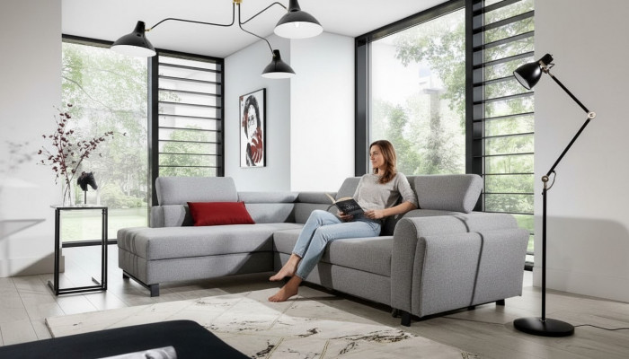 Wunnlandschaft Ecksofa L Form Fotell Set Garnitur Modern Sofa Textil Sëtzeck.